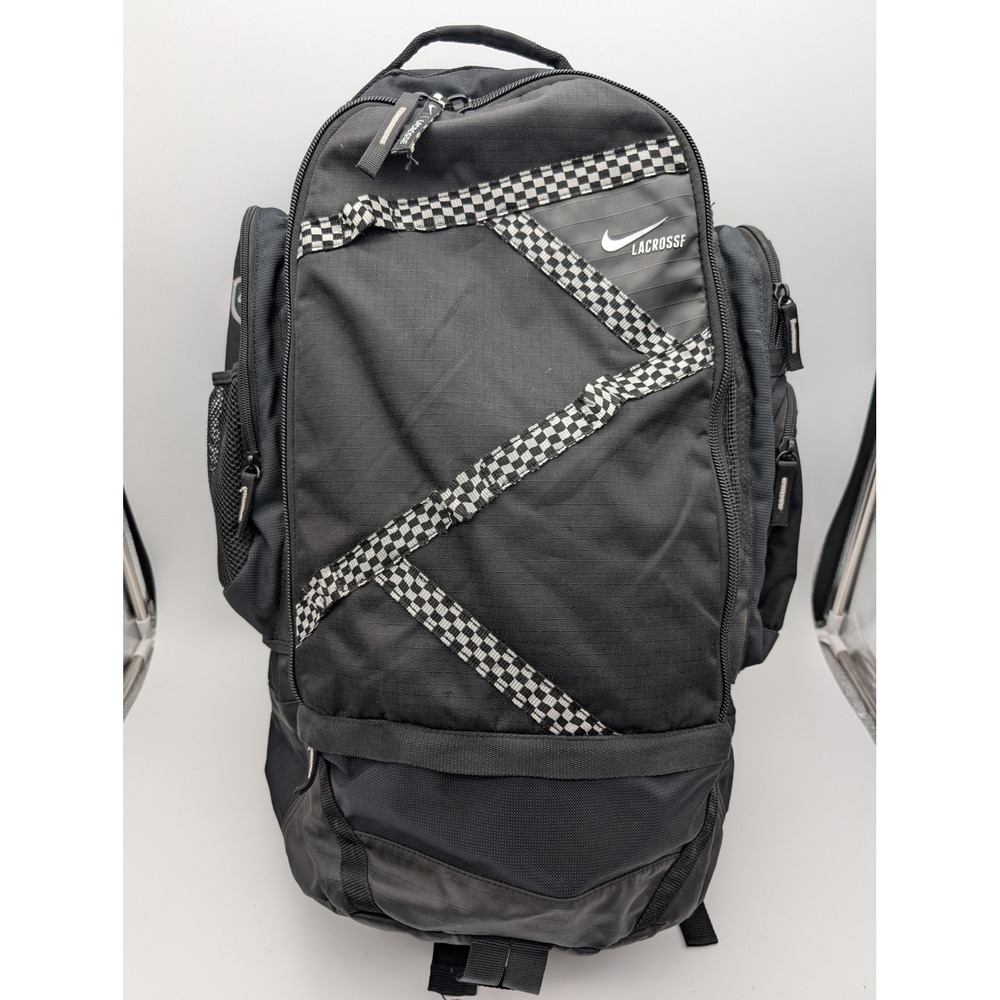 Nike Lacrosse Backpack Black Checkered Trim Gear Bag BA3051 - DSG 010
